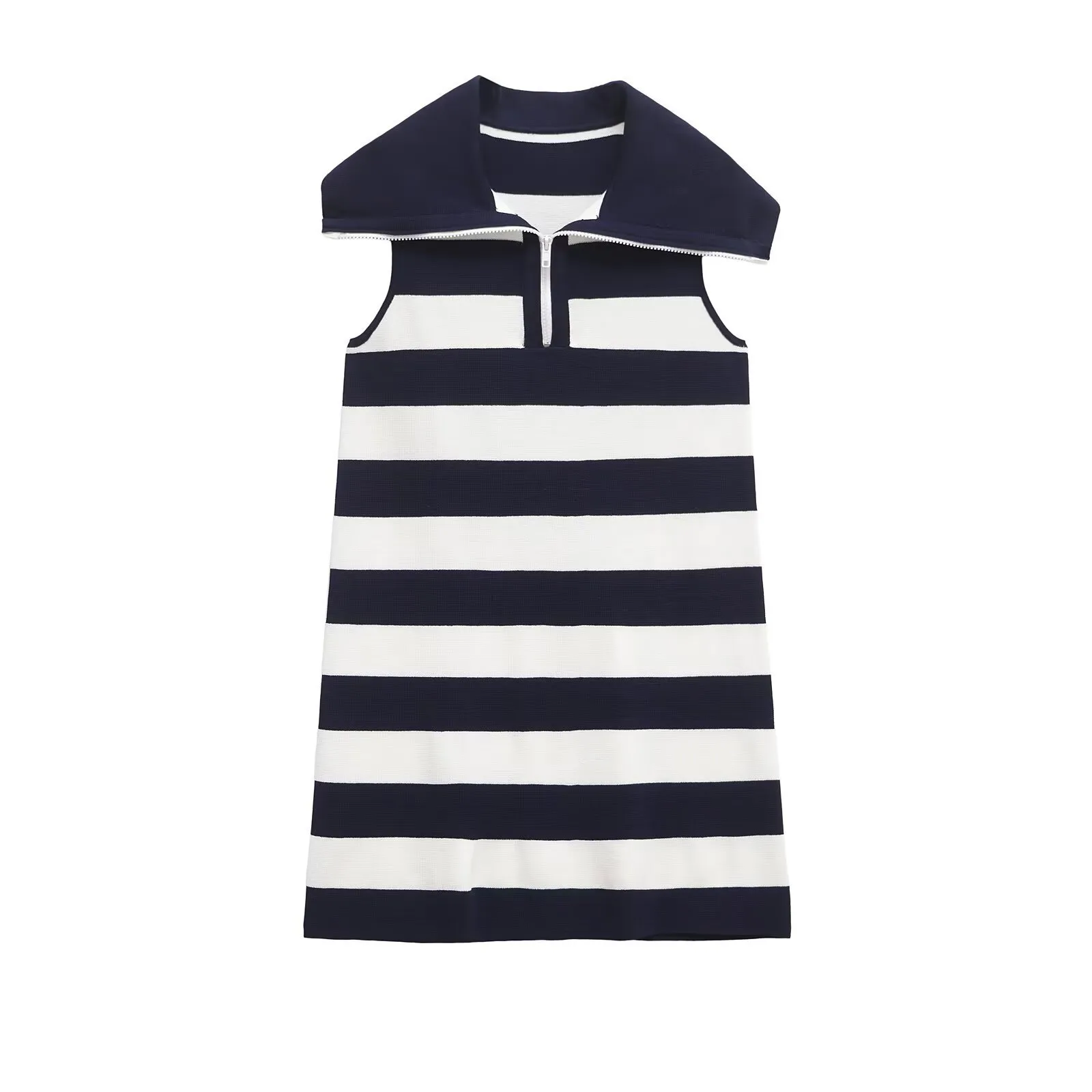Women's Sheath Dress Elegant Turndown Sleeveless Stripe Above Knee Holiday Daily display picture 2