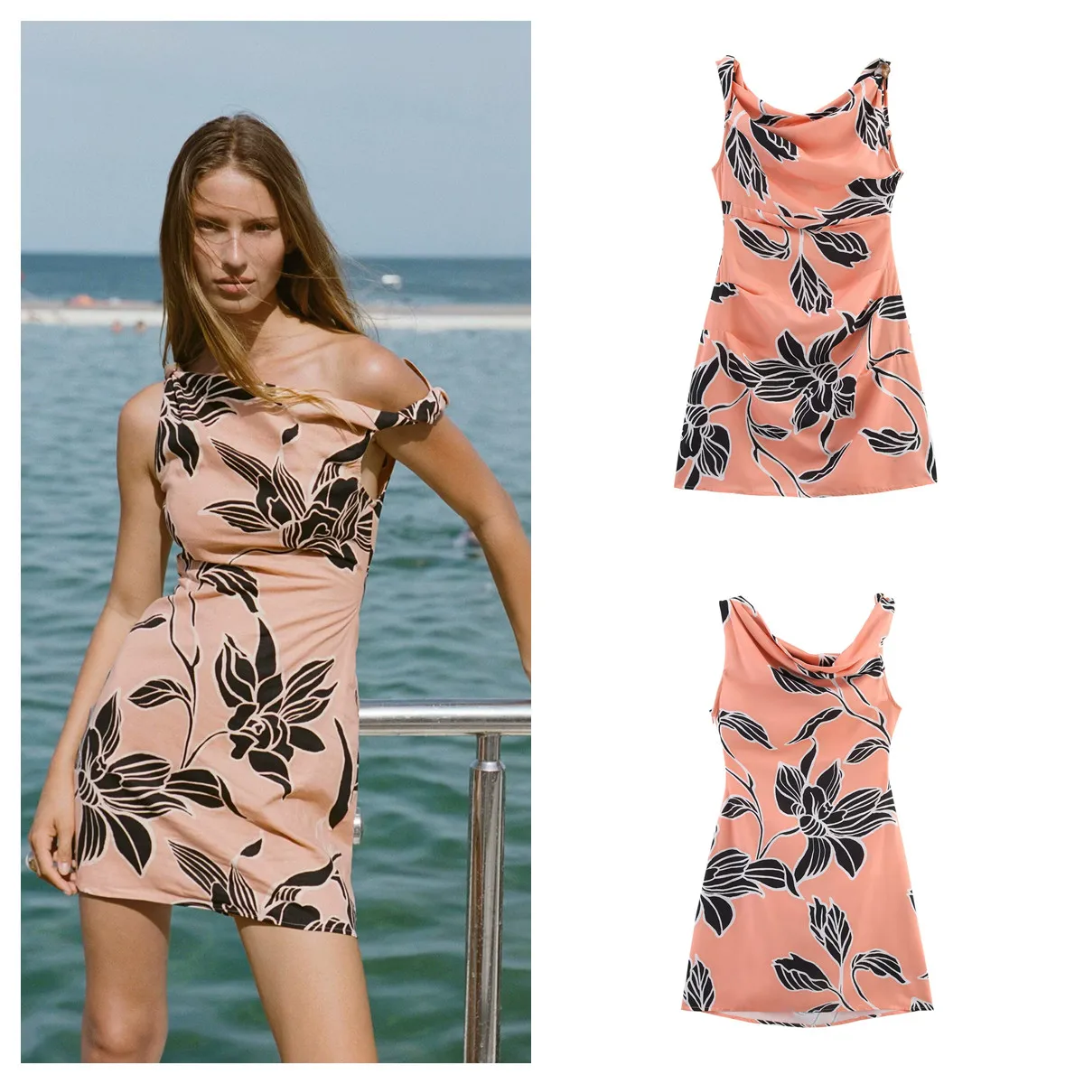 Women's Sheath Dress Elegant Round Neck Sleeveless Flower Above Knee Holiday Daily display picture 1