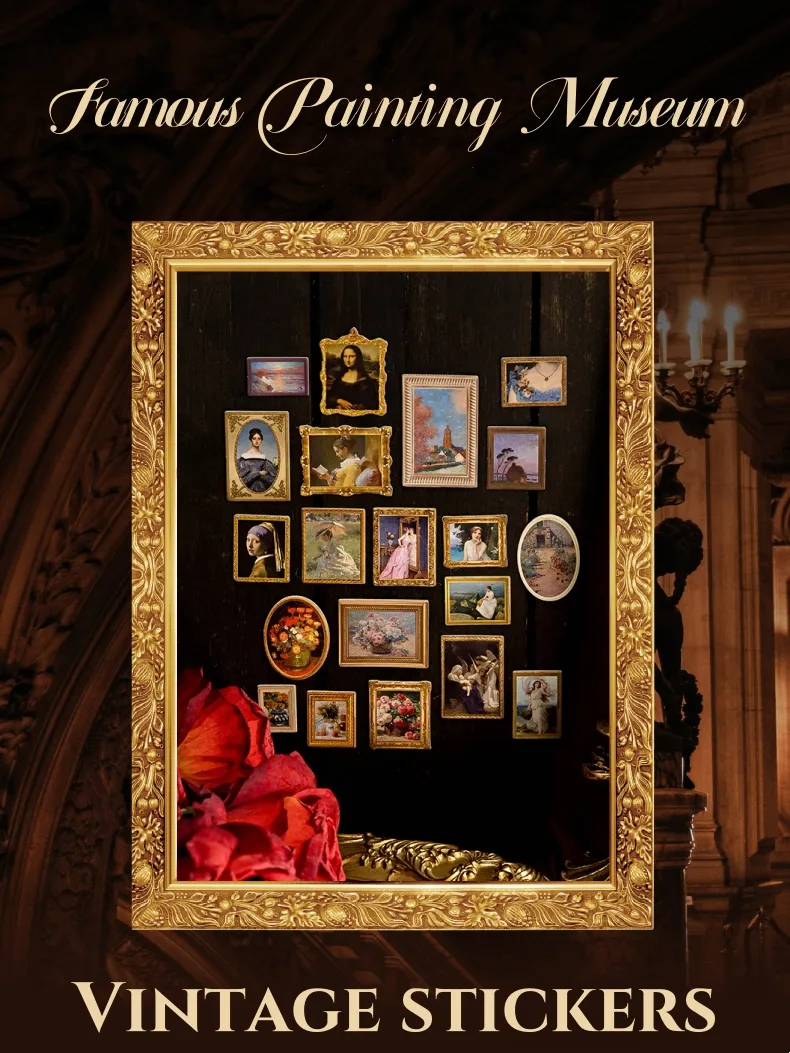 1 Piece Oil Painting School Paper Card Retro French Style Stickers display picture 2