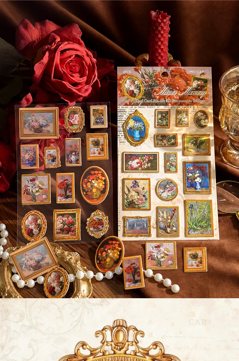 1 Piece Oil Painting School Paper Card Retro French Style Stickers display picture 7