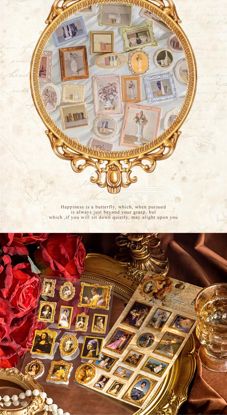 1 Piece Oil Painting School Paper Card Retro French Style Stickers display picture 8