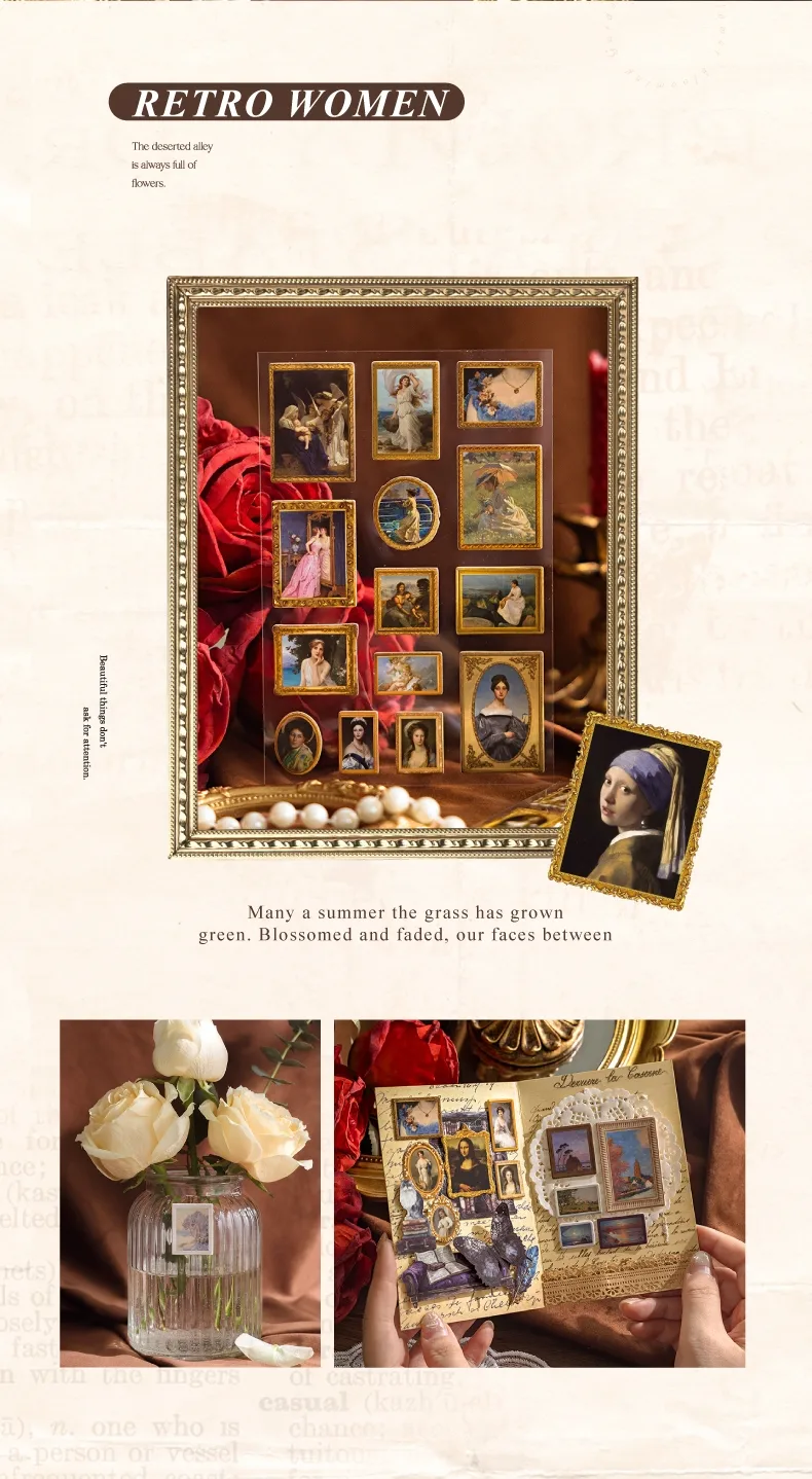 1 Piece Oil Painting School Paper Card Retro French Style Stickers display picture 9
