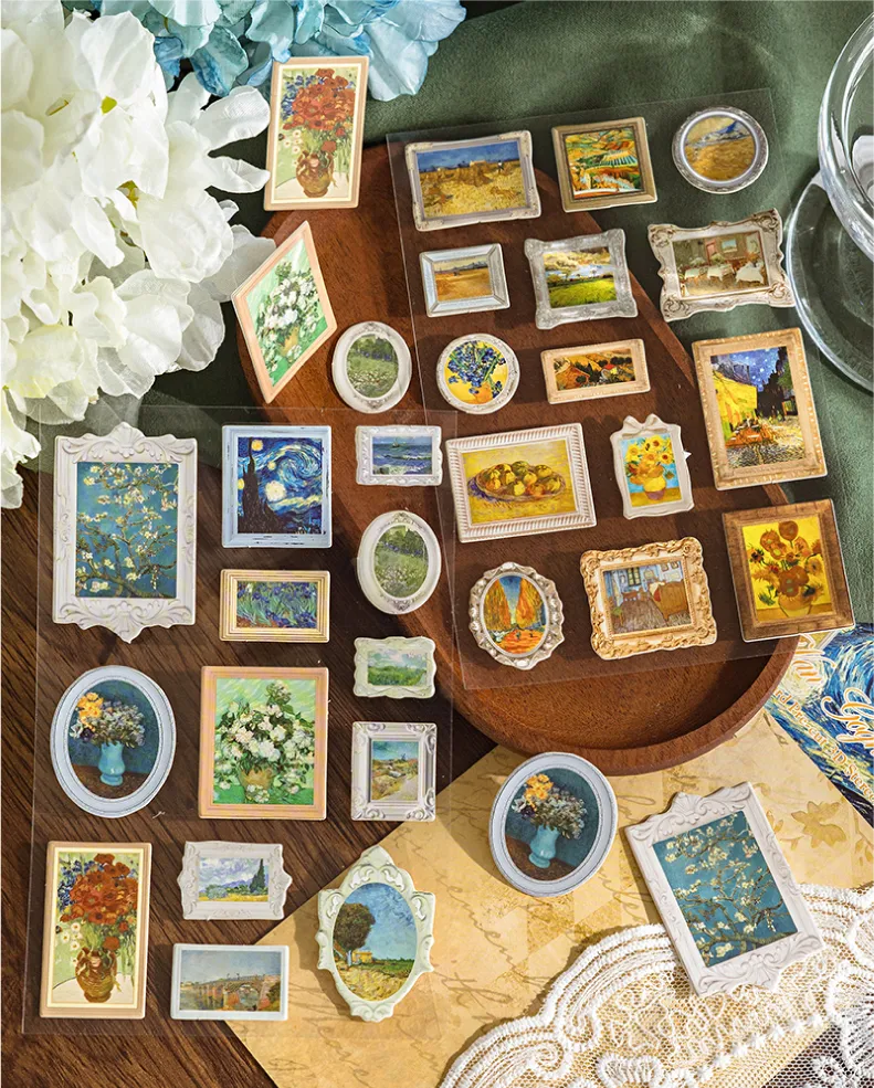 1 Piece Oil Painting School Paper Card Retro French Style Stickers display picture 10