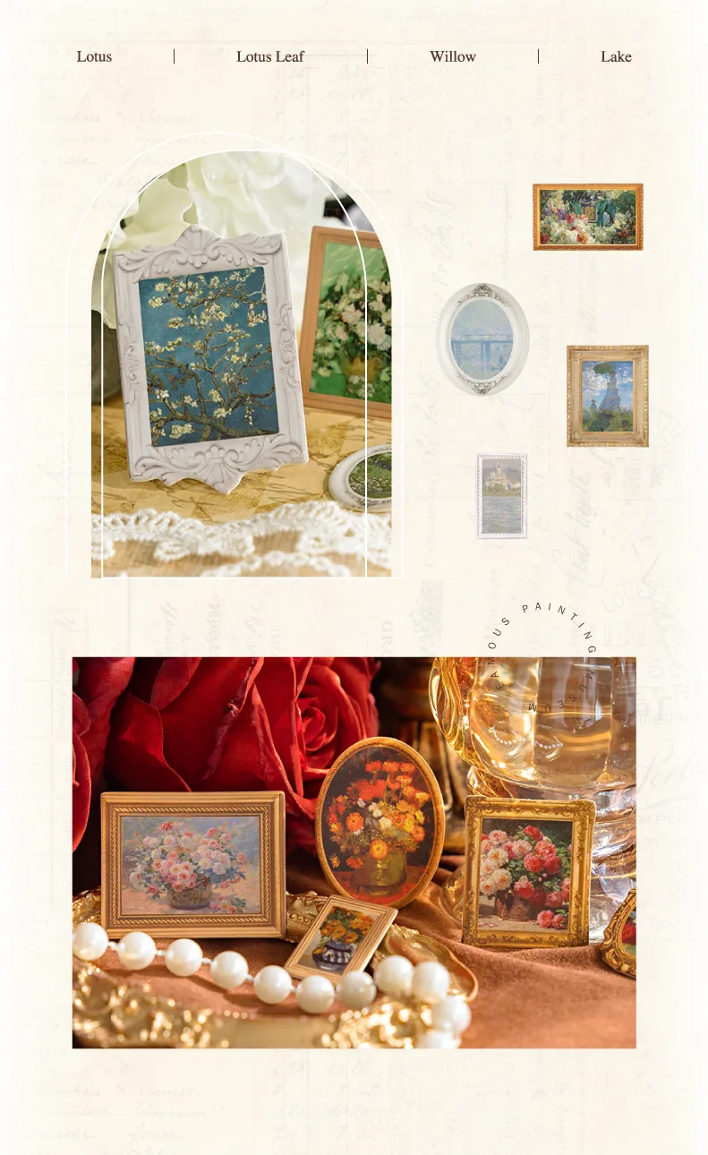 1 Piece Oil Painting School Paper Card Retro French Style Stickers display picture 11