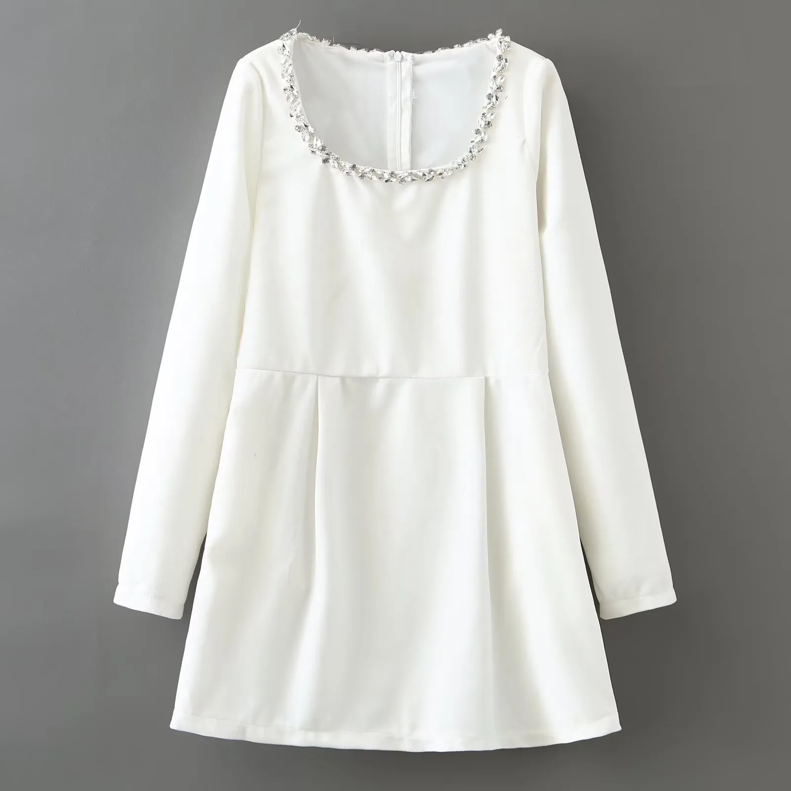 Women's Party Dress Romantic Collarless Long Sleeve Solid Color Short Mini Dress Date display picture 3