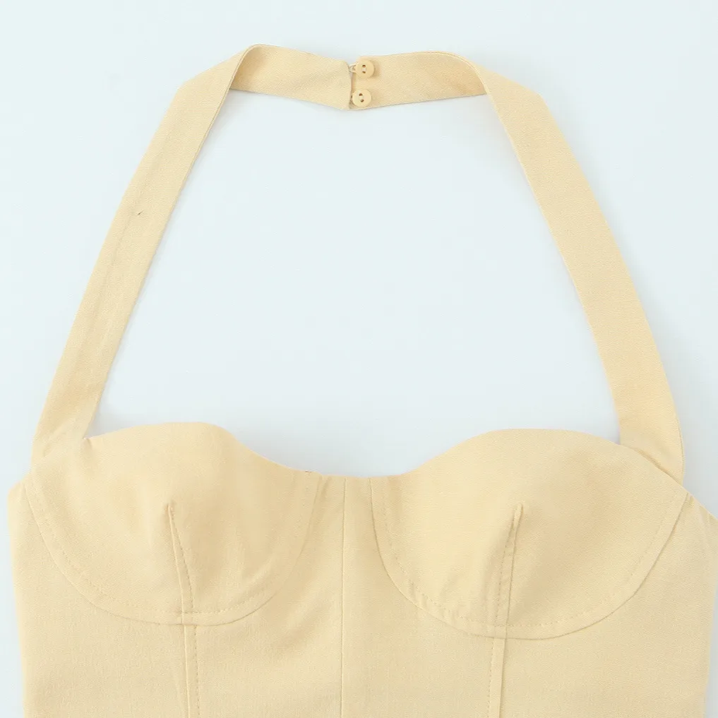 Women's A- Line Skirt Sexy Halter Neck Sleeveless Solid Color Knee-Length Date Tea Party display picture 3