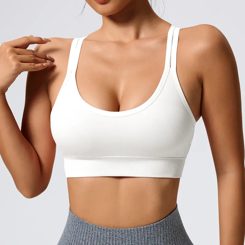Elegant Lady Queen Solid Color Nylon Spandex Strap Criss Cross Hollow Out Active Tops Vest display picture 5