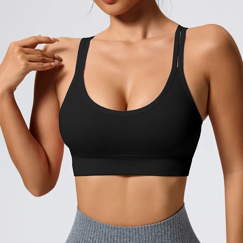 Elegant Lady Queen Solid Color Nylon Spandex Strap Criss Cross Hollow Out Active Tops Vest display picture 18