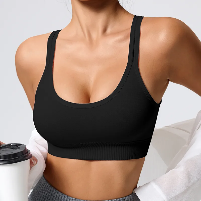 Elegant Lady Queen Solid Color Nylon Spandex Strap Criss Cross Hollow Out Active Tops Vest display picture 16