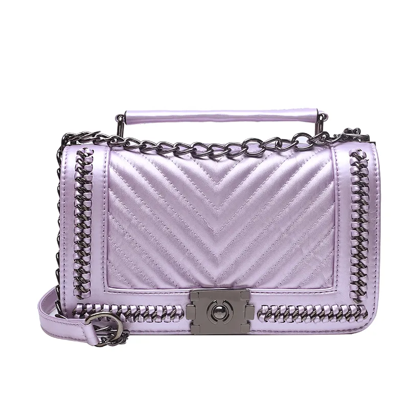 Women's Pu Leather Chevron Solid Color Streetwear Square Flip Cover Shoulder Bag display picture 3