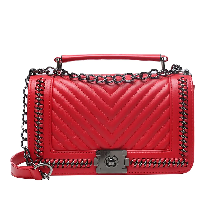 Women's Pu Leather Chevron Solid Color Streetwear Square Flip Cover Shoulder Bag display picture 7