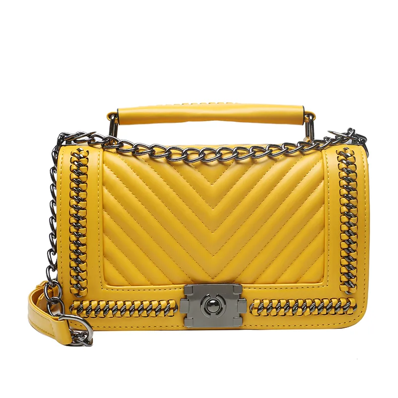 Women's Pu Leather Chevron Solid Color Streetwear Square Flip Cover Shoulder Bag display picture 5