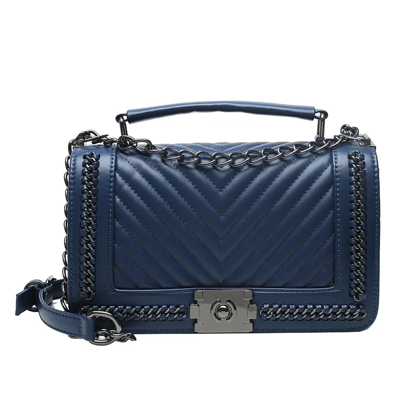 Women's Pu Leather Chevron Solid Color Streetwear Square Flip Cover Shoulder Bag display picture 6