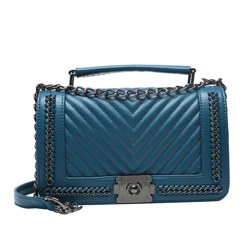 Women's Pu Leather Chevron Solid Color Streetwear Square Flip Cover Shoulder Bag display picture 2