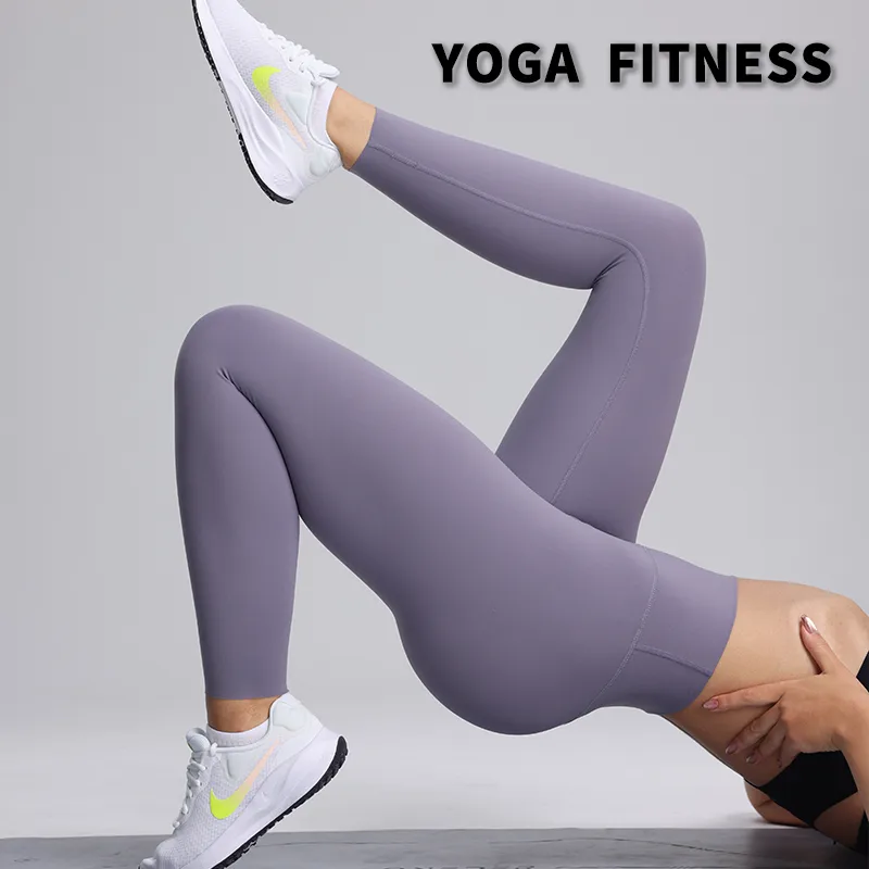 Fitness Lady Sexy Solid Color Nylon Spandex Active Bottoms Leggings display picture 2