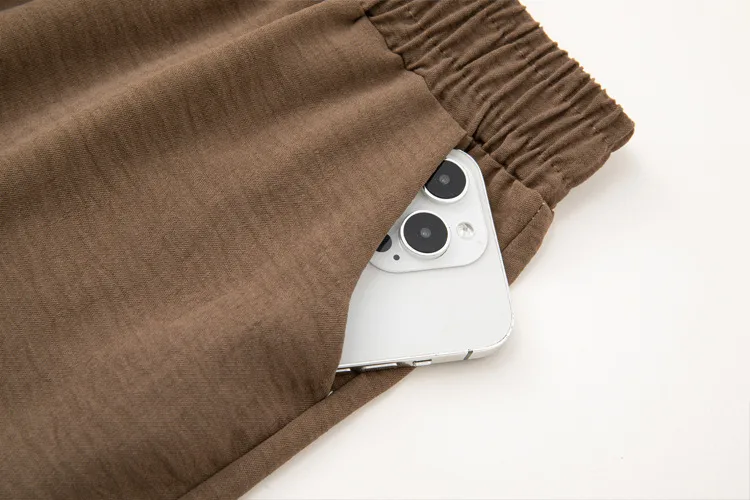 Summer New Ice Silk Wrinkled Wide Leg Pants High Waist Women's Casual Pants Loose Straight Leg Pants Thin Cropped Pants display picture 9