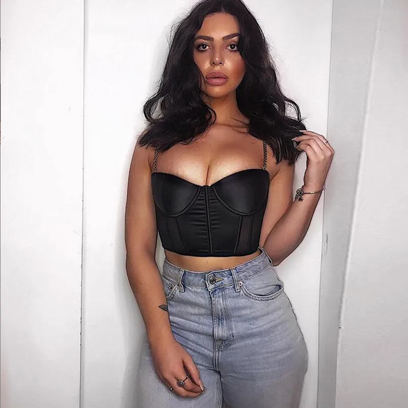 Spring And Summer Wish  Women's Sexy Sling Sling Metal Chain Satin Vest For Women display picture 2