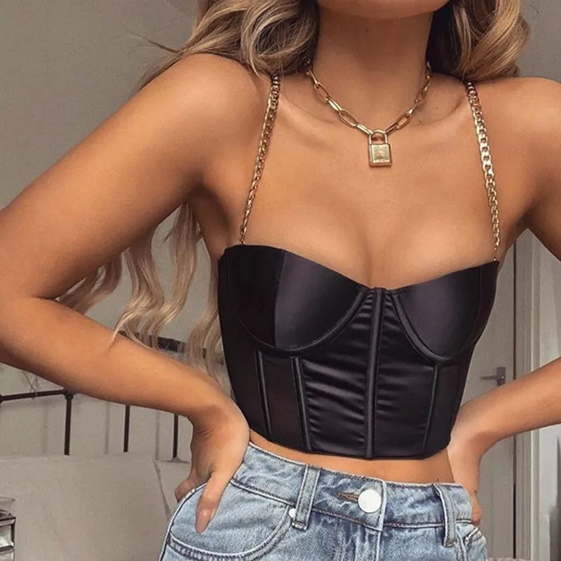 Spring And Summer Wish  Women's Sexy Sling Sling Metal Chain Satin Vest For Women display picture 6