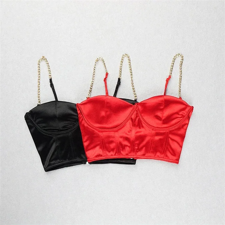 Spring And Summer Wish  Women's Sexy Sling Sling Metal Chain Satin Vest For Women display picture 17