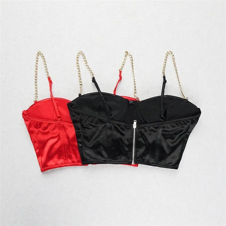 Spring And Summer Wish  Women's Sexy Sling Sling Metal Chain Satin Vest For Women display picture 18