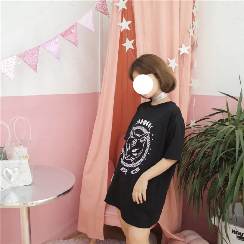 Casual Cartoon Short-sleeved Top Round Neck Women's T-shirt Magic Cat Harajuku Cartoon Cute Large Size Women's Clothing display picture 5