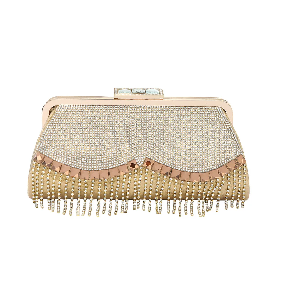 Explosions Foreign Trade Tassel Daffy Bag Banquet Evening Dress Clutch Bag High-end Tassel Diamond Evening Bag Manufacturers Wholesale display picture 10
