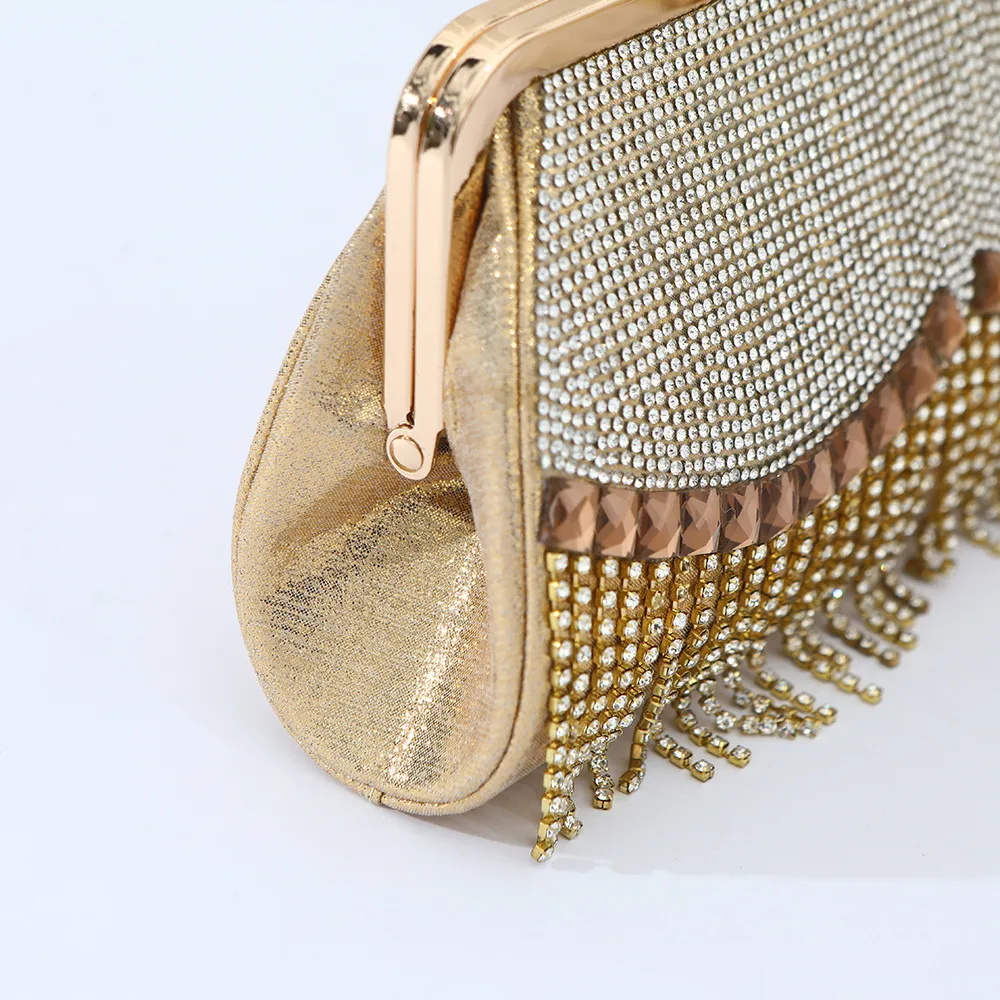Explosions Foreign Trade Tassel Daffy Bag Banquet Evening Dress Clutch Bag High-end Tassel Diamond Evening Bag Manufacturers Wholesale display picture 6