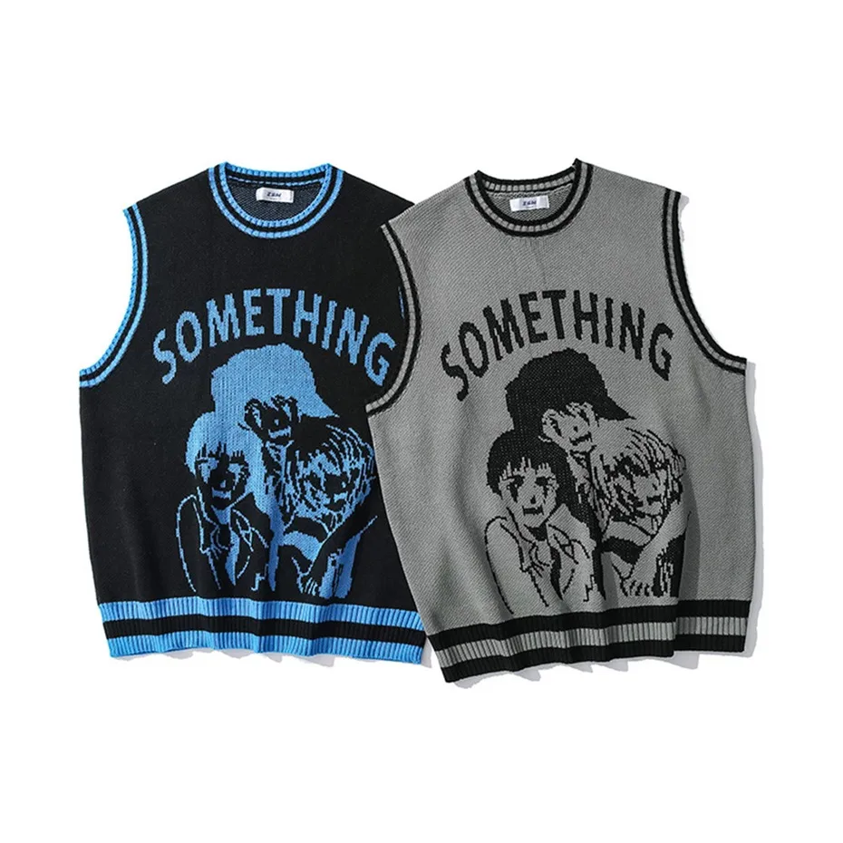 Station Loose Pullover Sweater Personality Leisure Round Neck Sleeveless Autumn Wear Men's And Women's Inner Sweater Wholesale display picture 6