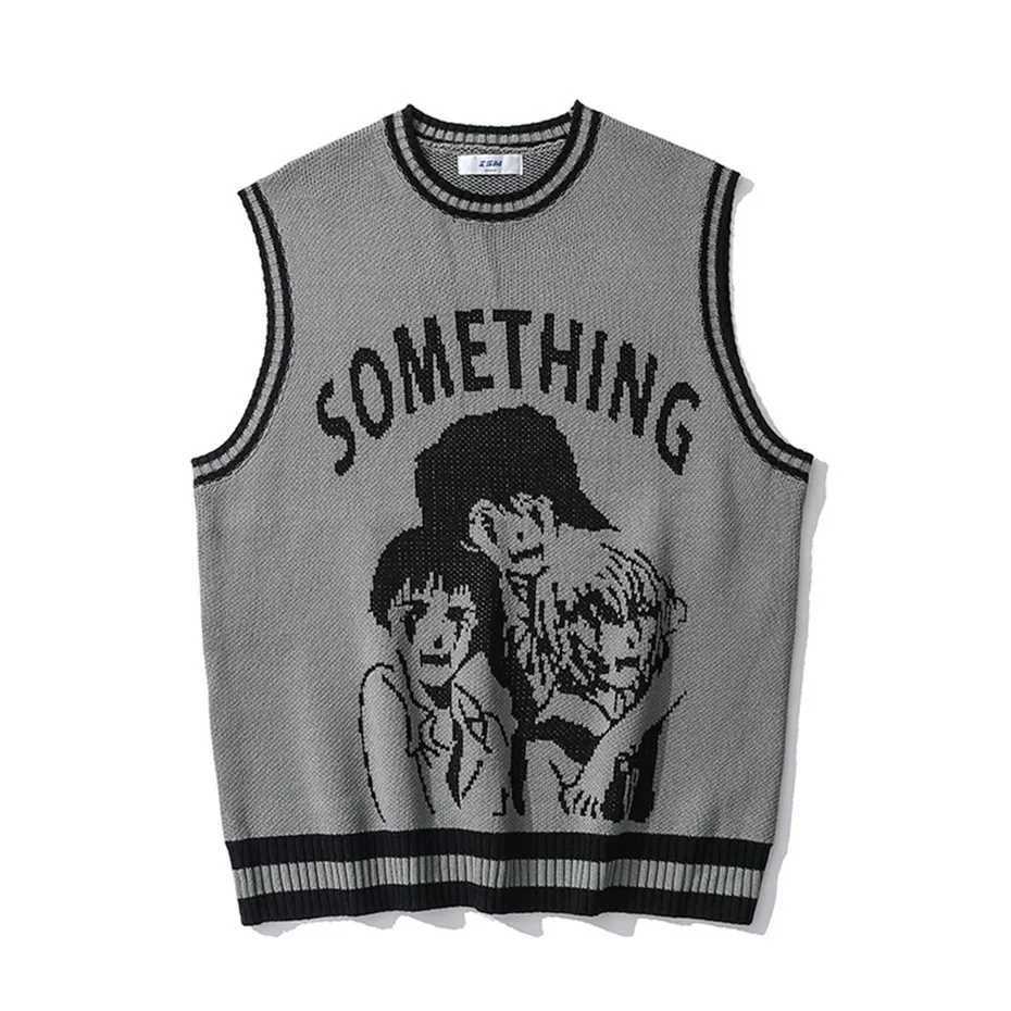 Station Loose Pullover Sweater Personality Leisure Round Neck Sleeveless Autumn Wear Men's And Women's Inner Sweater Wholesale display picture 9