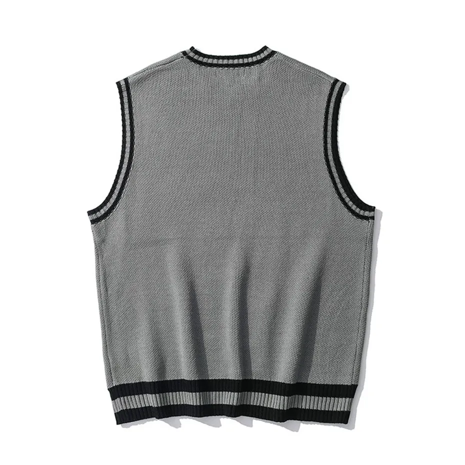 Station Loose Pullover Sweater Personality Leisure Round Neck Sleeveless Autumn Wear Men's And Women's Inner Sweater Wholesale display picture 10