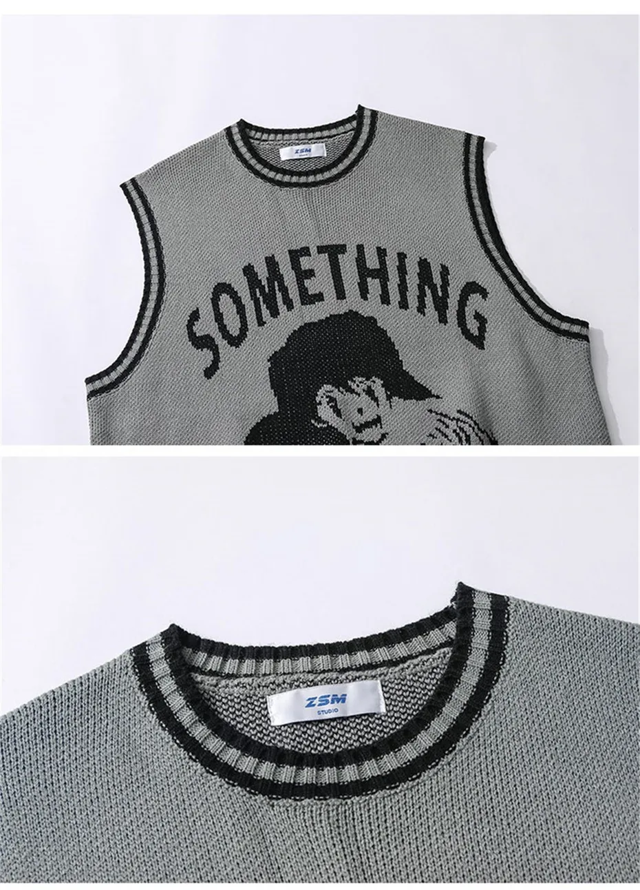 Station Loose Pullover Sweater Personality Leisure Round Neck Sleeveless Autumn Wear Men's And Women's Inner Sweater Wholesale display picture 11