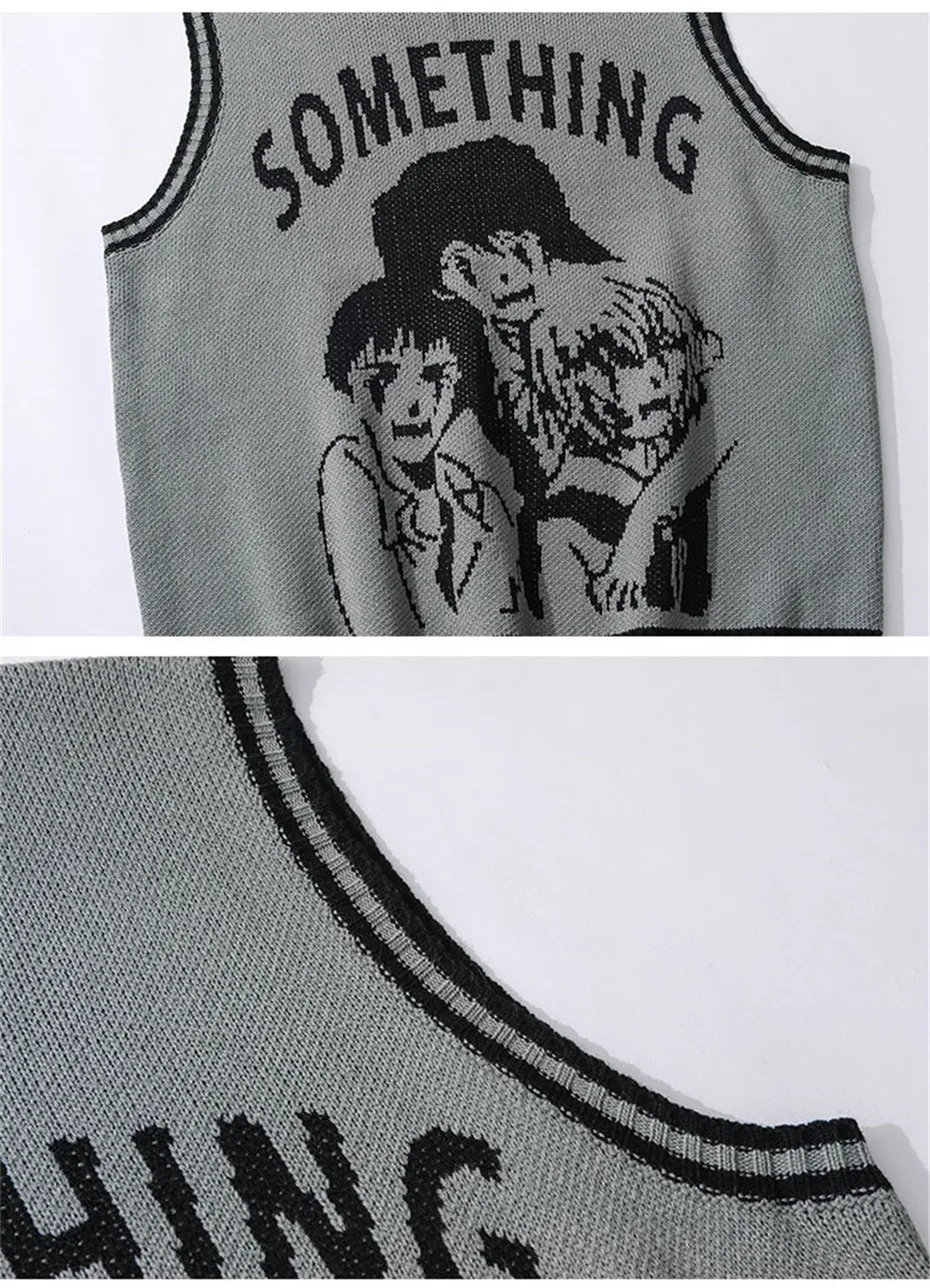 Station Loose Pullover Sweater Personality Leisure Round Neck Sleeveless Autumn Wear Men's And Women's Inner Sweater Wholesale display picture 12