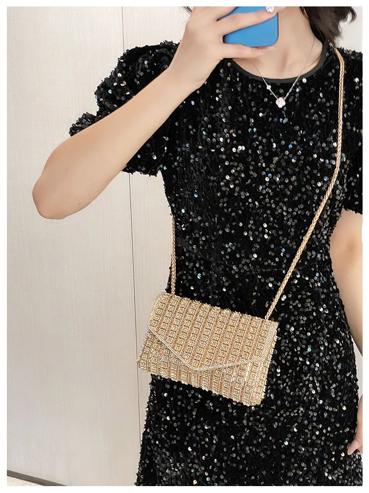 Bag Explosive Women's Bag Chain Super Flash Full Of Rhinestones Small Square Bag Crossbody Bag Fashionable All-match Celebrity Evening Bag display picture 18