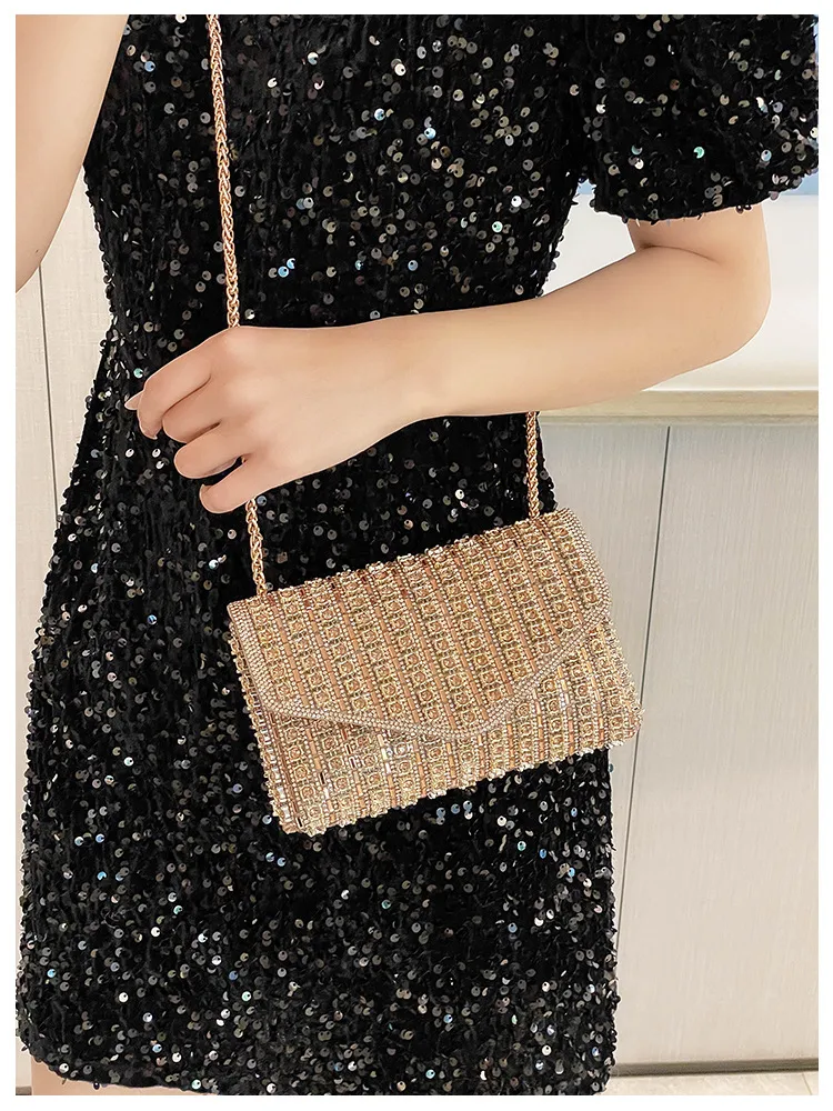 Bag Explosive Women's Bag Chain Super Flash Full Of Rhinestones Small Square Bag Crossbody Bag Fashionable All-match Celebrity Evening Bag display picture 20