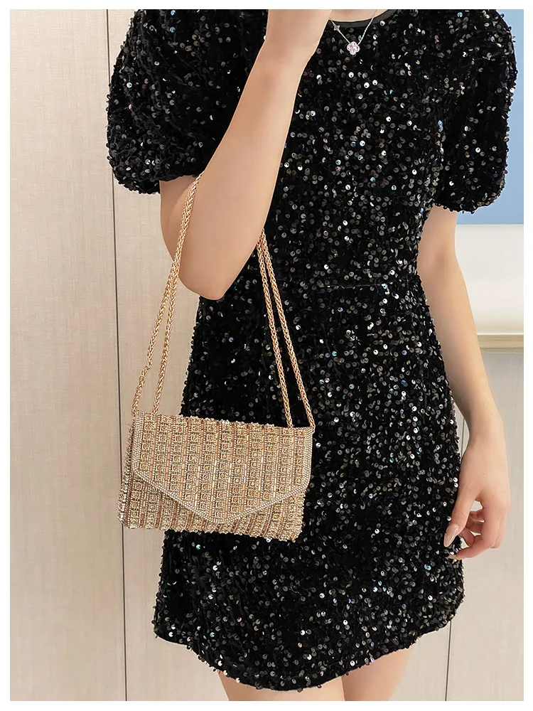 Bag Explosive Women's Bag Chain Super Flash Full Of Rhinestones Small Square Bag Crossbody Bag Fashionable All-match Celebrity Evening Bag display picture 21