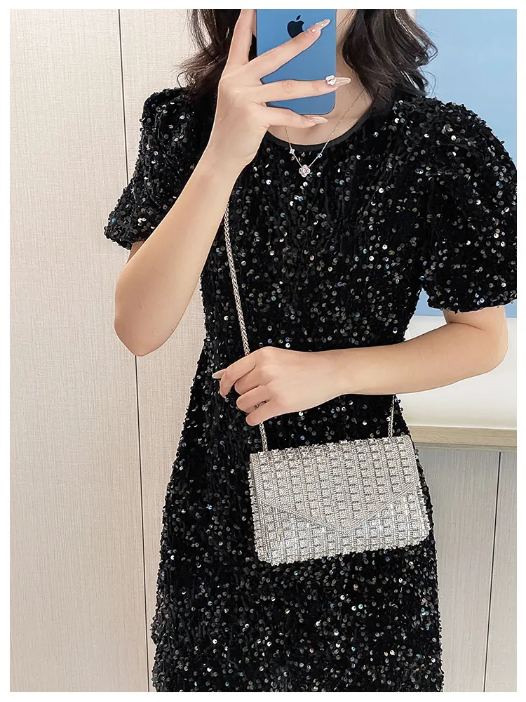 Bag Explosive Women's Bag Chain Super Flash Full Of Rhinestones Small Square Bag Crossbody Bag Fashionable All-match Celebrity Evening Bag display picture 23
