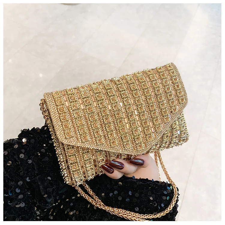 Bag Explosive Women's Bag Chain Super Flash Full Of Rhinestones Small Square Bag Crossbody Bag Fashionable All-match Celebrity Evening Bag display picture 29