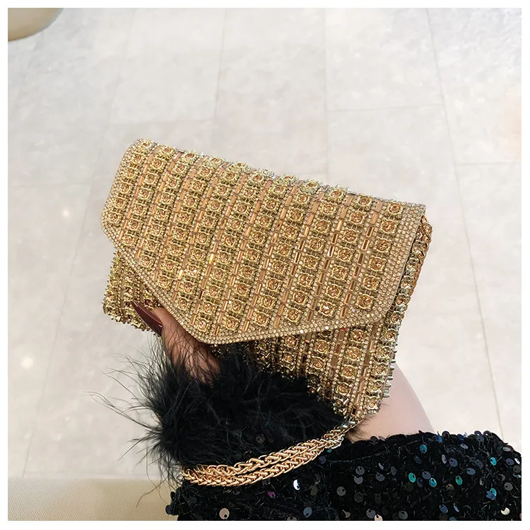 Bag Explosive Women's Bag Chain Super Flash Full Of Rhinestones Small Square Bag Crossbody Bag Fashionable All-match Celebrity Evening Bag display picture 30