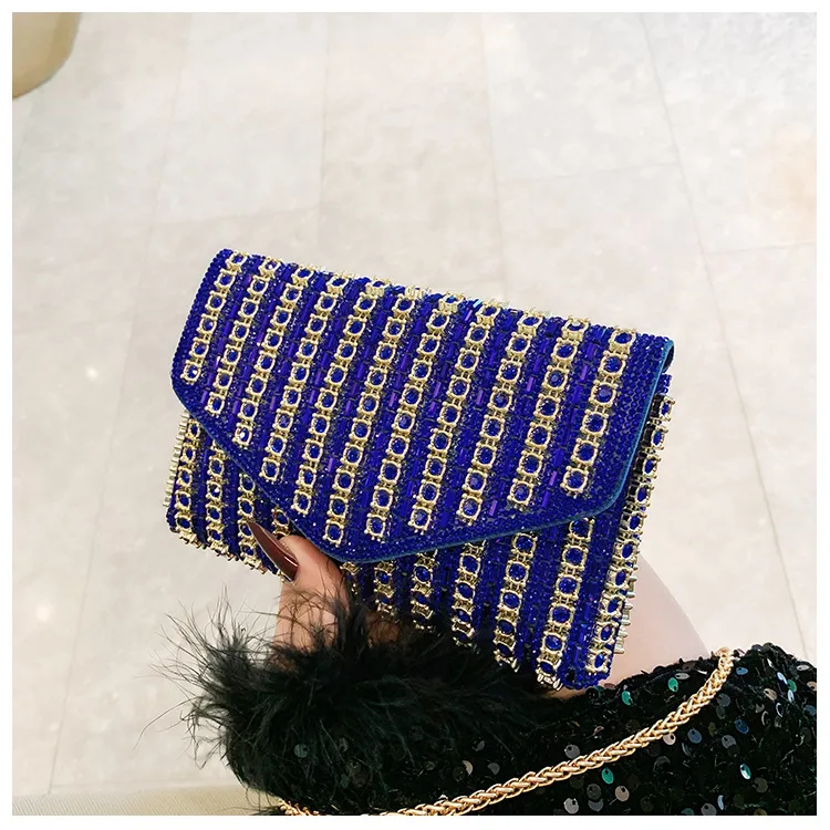 Bag Explosive Women's Bag Chain Super Flash Full Of Rhinestones Small Square Bag Crossbody Bag Fashionable All-match Celebrity Evening Bag display picture 32