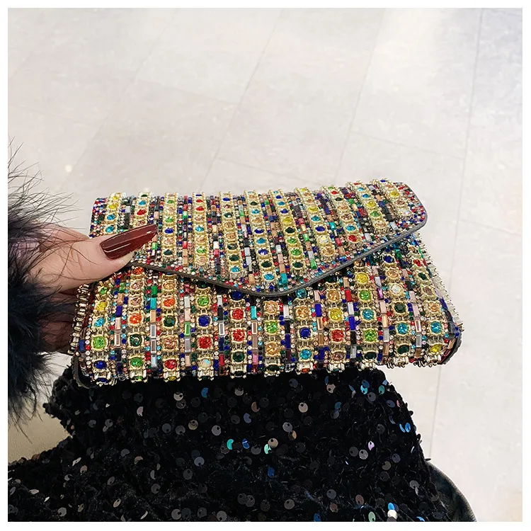 Bag Explosive Women's Bag Chain Super Flash Full Of Rhinestones Small Square Bag Crossbody Bag Fashionable All-match Celebrity Evening Bag display picture 38