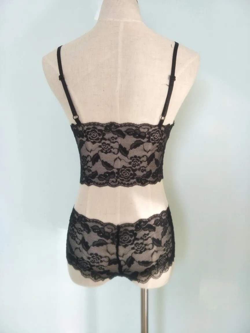 Foreign Trade   Sexy Lace Sexy Underwear Transparent Sling Three-point Wrap Chest Lace Underwear Set display picture 7