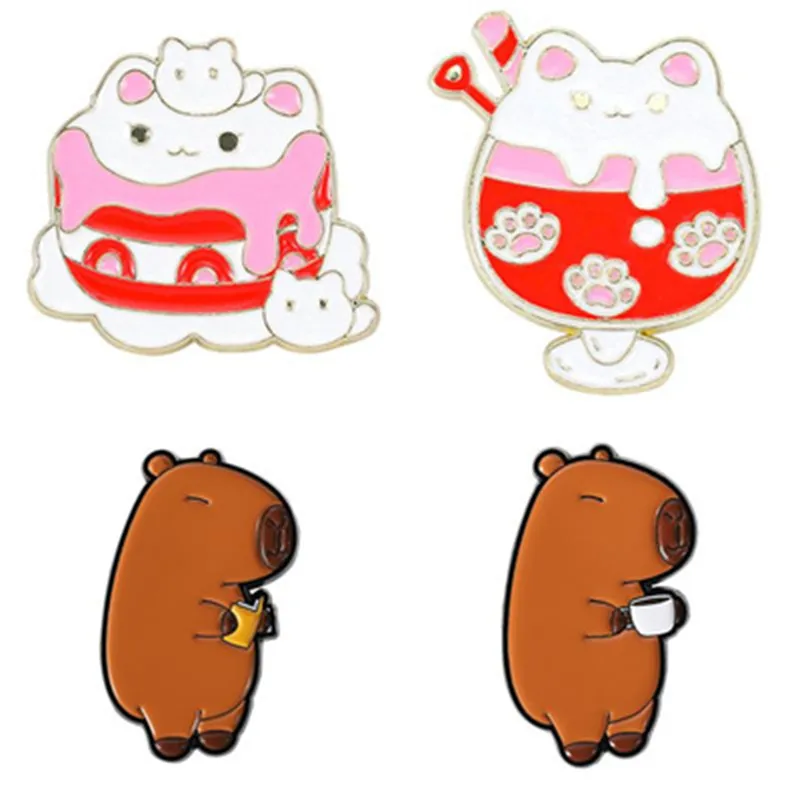 Cartoon Style Cute Streetwear Animal Cat Alloy Stamping Stoving Varnish Plating Unisex Cartoon Pinback Badge Brooches Collar Pin display picture 15