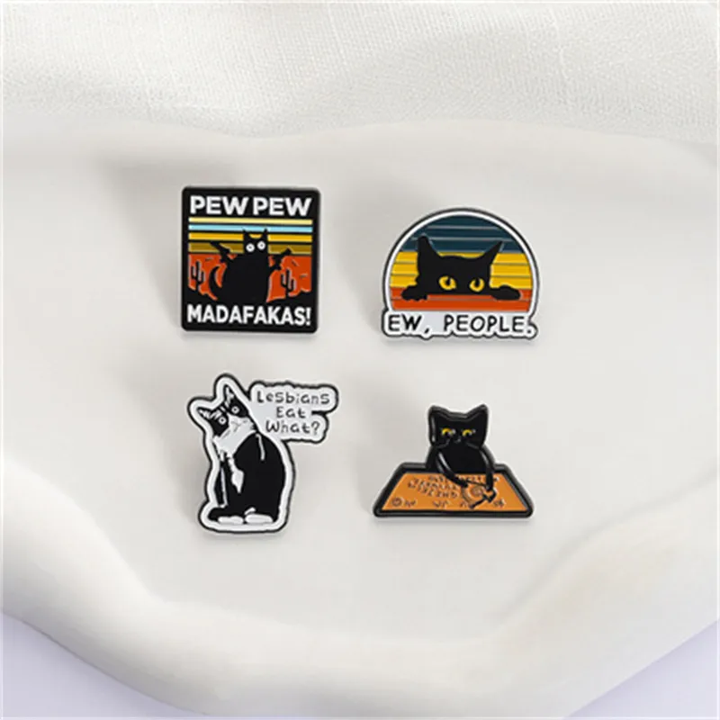 Cartoon Style Cute Streetwear Animal Cat Alloy Stamping Stoving Varnish Plating Unisex Cartoon Pinback Badge Brooches Collar Pin display picture 30