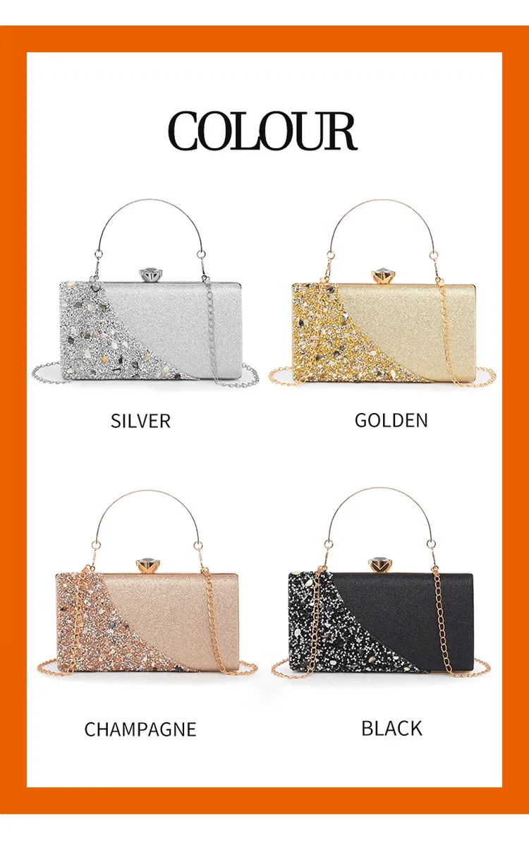 Explosions  New Rhinestone-encrusted Evening Bag High-grade Texture Evening Dress Clutch Bag Chain Shoulder Bag display picture 2