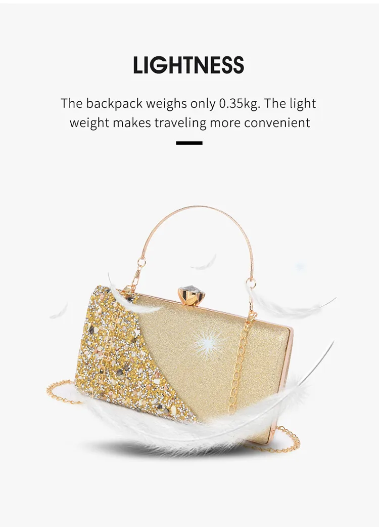 Explosions  New Rhinestone-encrusted Evening Bag High-grade Texture Evening Dress Clutch Bag Chain Shoulder Bag display picture 5