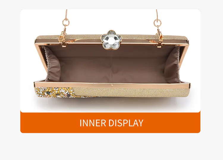 Explosions  New Rhinestone-encrusted Evening Bag High-grade Texture Evening Dress Clutch Bag Chain Shoulder Bag display picture 7