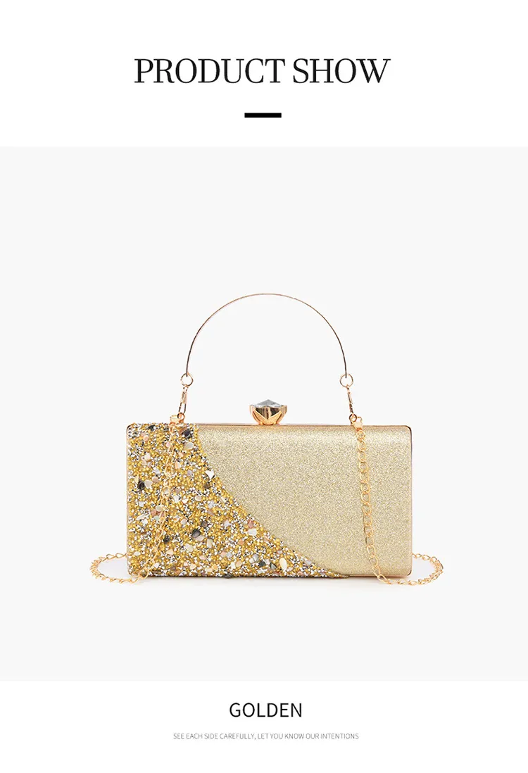 Explosions  New Rhinestone-encrusted Evening Bag High-grade Texture Evening Dress Clutch Bag Chain Shoulder Bag display picture 12