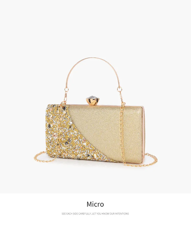Explosions  New Rhinestone-encrusted Evening Bag High-grade Texture Evening Dress Clutch Bag Chain Shoulder Bag display picture 13