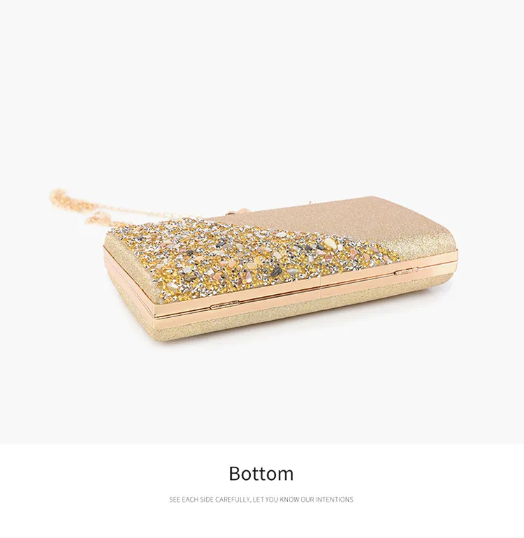 Explosions  New Rhinestone-encrusted Evening Bag High-grade Texture Evening Dress Clutch Bag Chain Shoulder Bag display picture 16