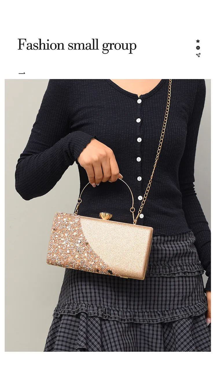 Explosions  New Rhinestone-encrusted Evening Bag High-grade Texture Evening Dress Clutch Bag Chain Shoulder Bag display picture 18